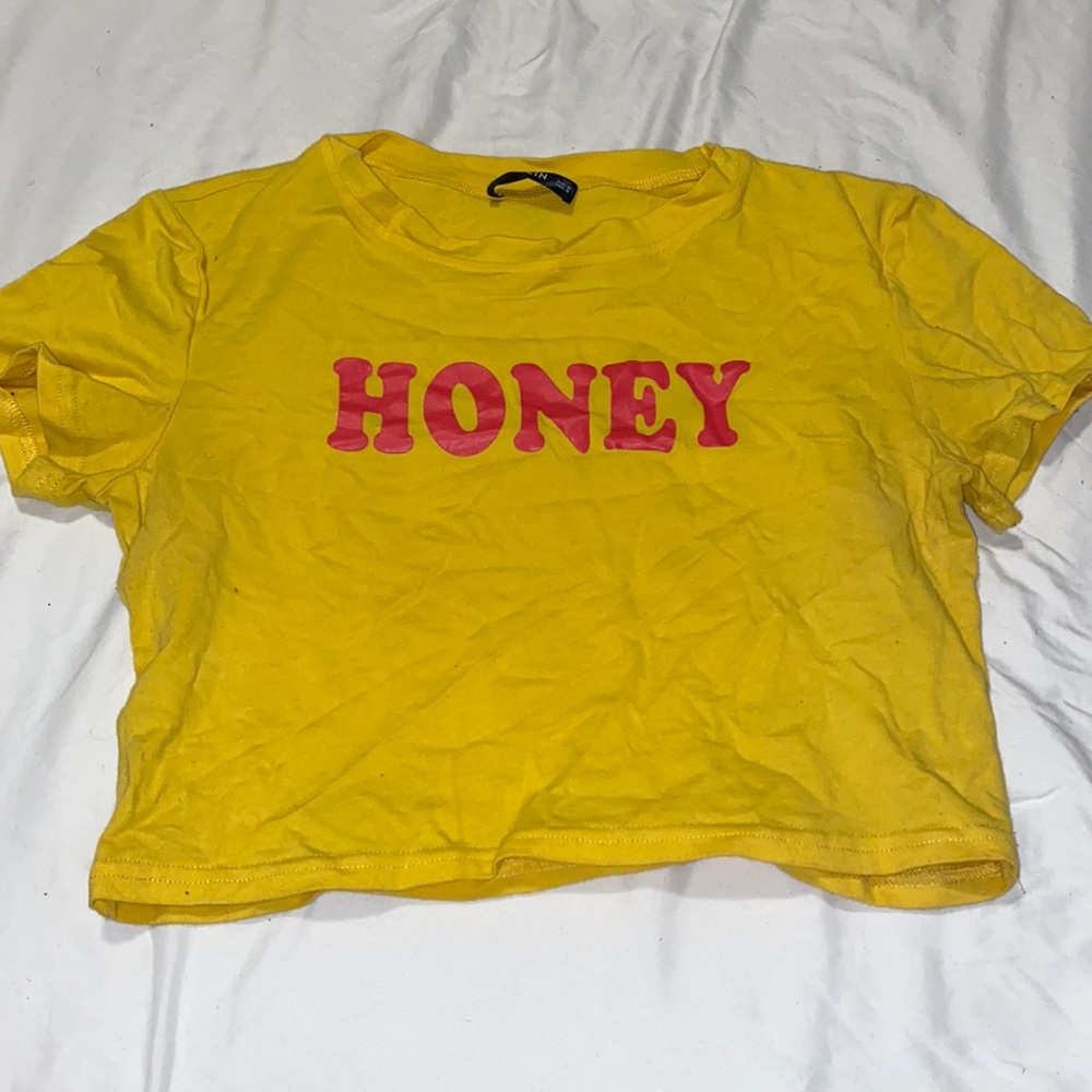 yellow graphic crop top